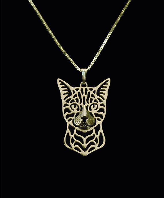 Wholesale Unique Handmade Boho Chic Bengal cat Necklace Female/Male Gift Jewelry Pendant-12pcs/Lot