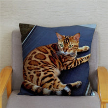 Load image into Gallery viewer, Cute Bengal Cat Print Cushion Cover 45*45 Pillow Covers Super Soft Plush Throw Pillow Case Car Sofa Home Decor Square Pillowcase