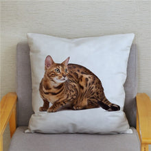 Load image into Gallery viewer, Cute Bengal Cat Print Cushion Cover 45*45 Pillow Covers Super Soft Plush Throw Pillow Case Car Sofa Home Decor Square Pillowcase