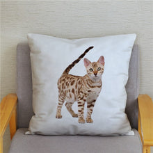 Load image into Gallery viewer, Cute Bengal Cat Print Cushion Cover 45*45 Pillow Covers Super Soft Plush Throw Pillow Case Car Sofa Home Decor Square Pillowcase