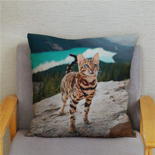 Load image into Gallery viewer, Cute Bengal Cat Print Cushion Cover 45*45 Pillow Covers Super Soft Plush Throw Pillow Case Car Sofa Home Decor Square Pillowcase