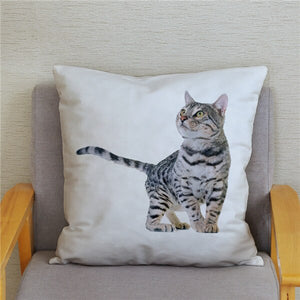 Cute Bengal Cat Print Cushion Cover 45*45 Pillow Covers Super Soft Plush Throw Pillow Case Car Sofa Home Decor Square Pillowcase