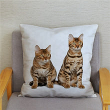 Load image into Gallery viewer, Cute Bengal Cat Print Cushion Cover 45*45 Pillow Covers Super Soft Plush Throw Pillow Case Car Sofa Home Decor Square Pillowcase