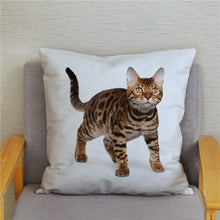 Load image into Gallery viewer, Cute Bengal Cat Print Cushion Cover 45*45 Pillow Covers Super Soft Plush Throw Pillow Case Car Sofa Home Decor Square Pillowcase