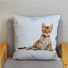 Load image into Gallery viewer, Cute Bengal Cat Print Cushion Cover 45*45 Pillow Covers Super Soft Plush Throw Pillow Case Car Sofa Home Decor Square Pillowcase