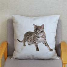 Load image into Gallery viewer, Cute Bengal Cat Print Cushion Cover 45*45 Pillow Covers Super Soft Plush Throw Pillow Case Car Sofa Home Decor Square Pillowcase