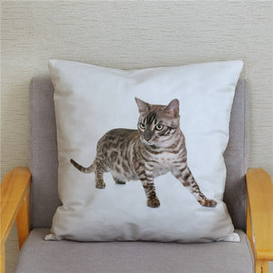 Cute Bengal Cat Print Cushion Cover 45*45 Pillow Covers Super Soft Plush Throw Pillow Case Car Sofa Home Decor Square Pillowcase