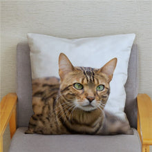 Load image into Gallery viewer, Cute Bengal Cat Print Cushion Cover 45*45 Pillow Covers Super Soft Plush Throw Pillow Case Car Sofa Home Decor Square Pillowcase