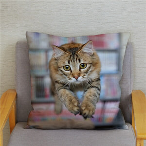 Cute Bengal Cat Print Cushion Cover 45*45 Pillow Covers Super Soft Plush Throw Pillow Case Car Sofa Home Decor Square Pillowcase