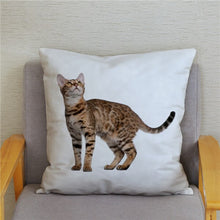 Load image into Gallery viewer, Cute Bengal Cat Print Cushion Cover 45*45 Pillow Covers Super Soft Plush Throw Pillow Case Car Sofa Home Decor Square Pillowcase