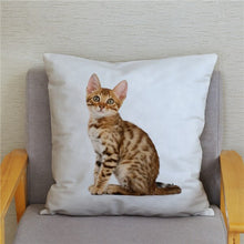 Load image into Gallery viewer, Cute Bengal Cat Print Cushion Cover 45*45 Pillow Covers Super Soft Plush Throw Pillow Case Car Sofa Home Decor Square Pillowcase